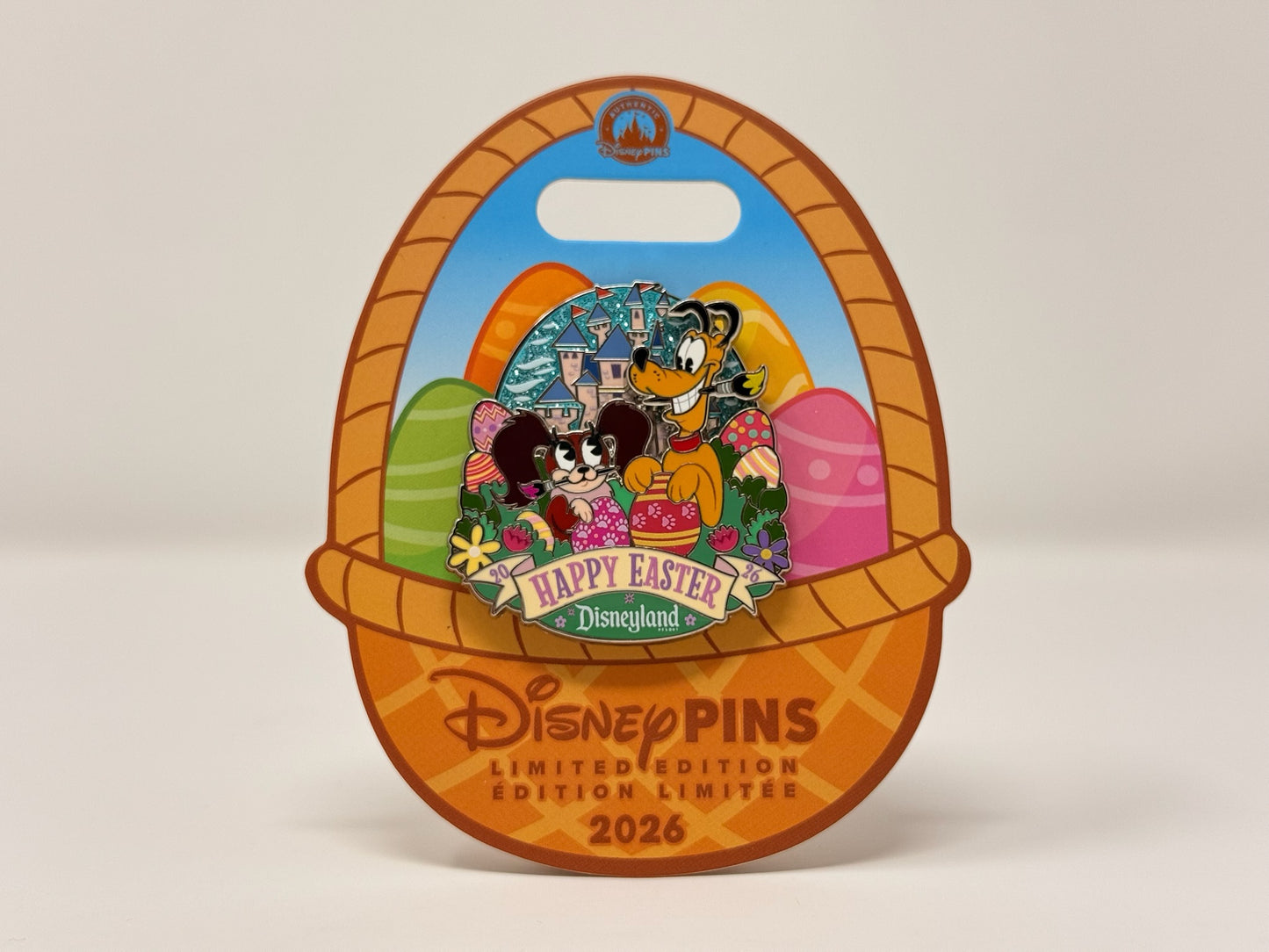 2026 Disneyland Happy Easter Pin Pluto And Fifi Decorating Eggs Limited Edition